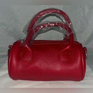 Cherry Red Barrel Satchel Bag – Convertible Crossbody